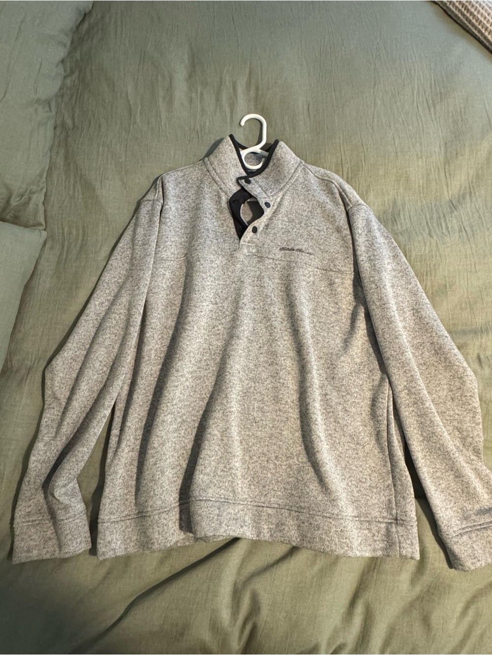 Eddie Bauer Light Gray Quarter-Snap Pullover Sweater - XL